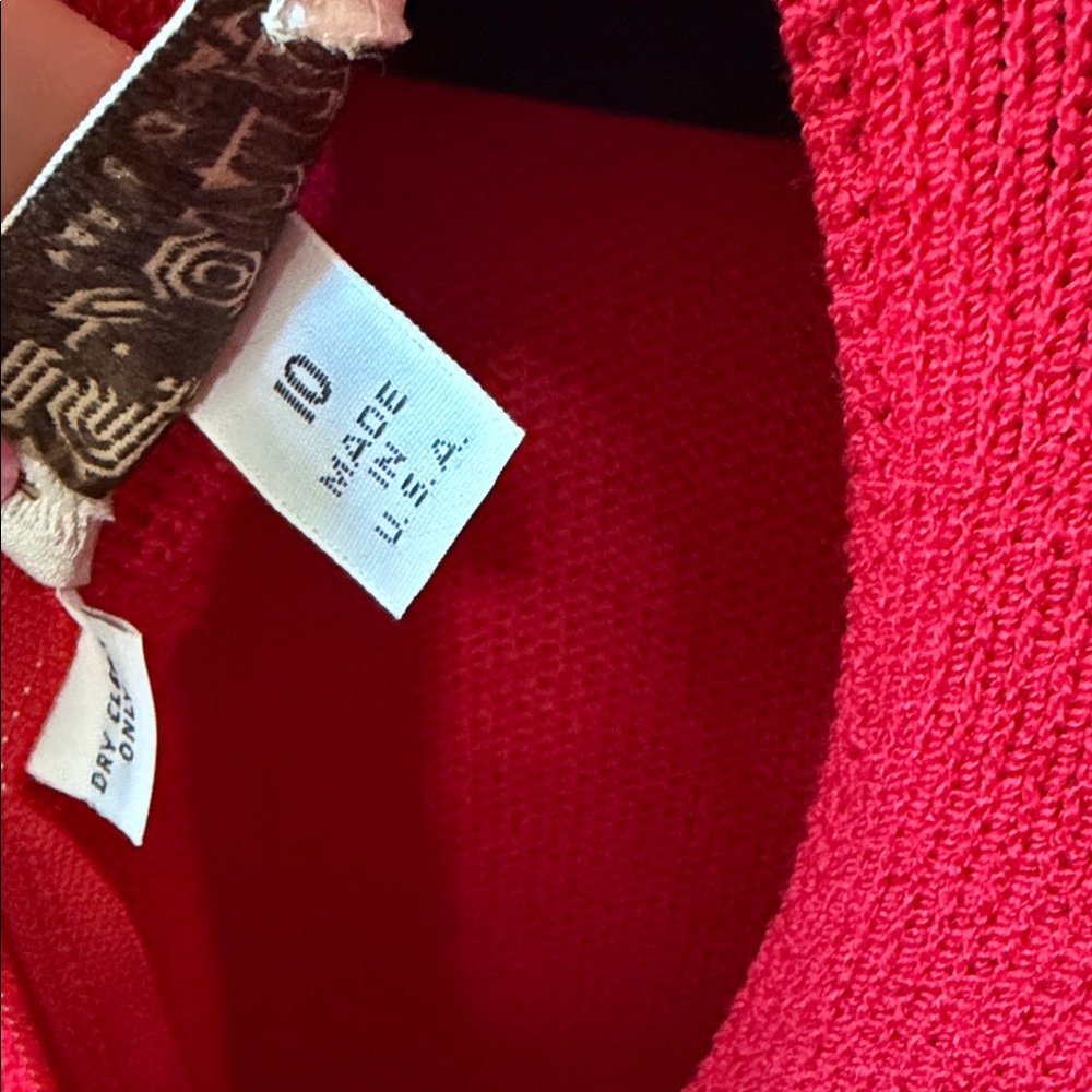 EUC St John Marie Gray RED Santana Knit Shoulder Pads Midi Shift Dress Formal 10 - Picture 8 of 9